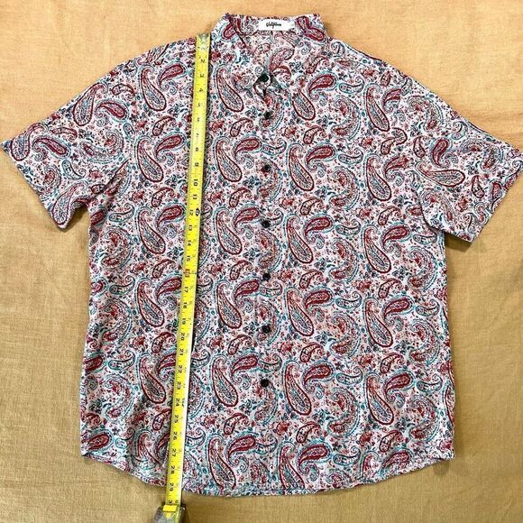 Vatpave‎ Men's Multicolor Paisley Allover Print Short Sleeve Shirt Size Large - Picture 1 of 4